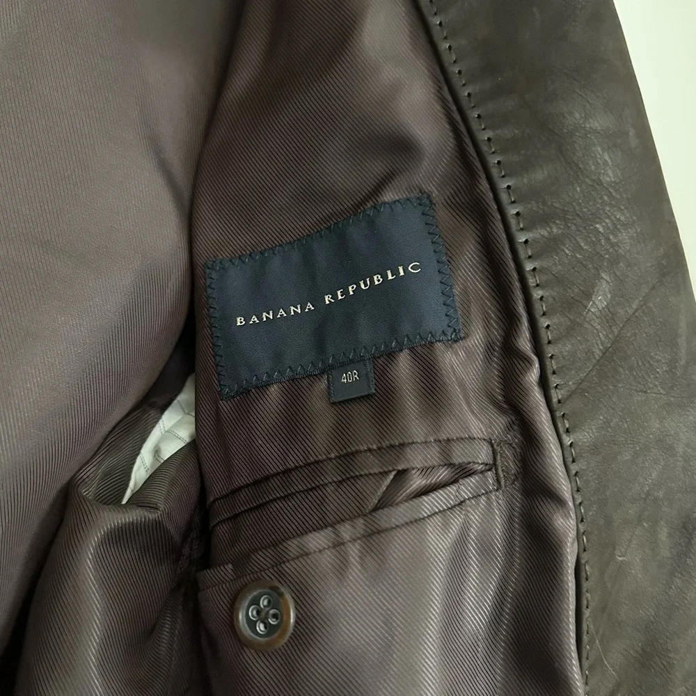 Banana Republic Brown Leather Blazer Coat